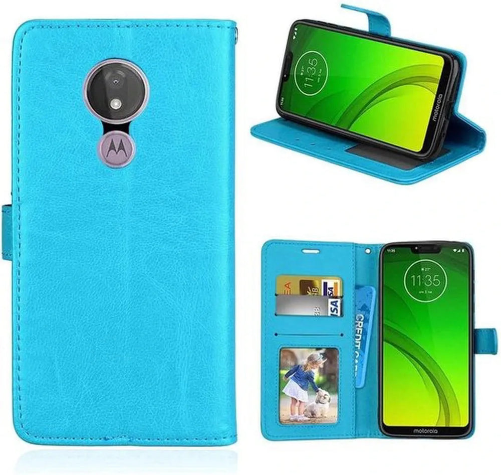 Motorola Moto G7 Power Hoesjes – Portemonnee Book Case – Magneetsluiting – 2x Screenprotector – Turquoise-Ilumina Benelux