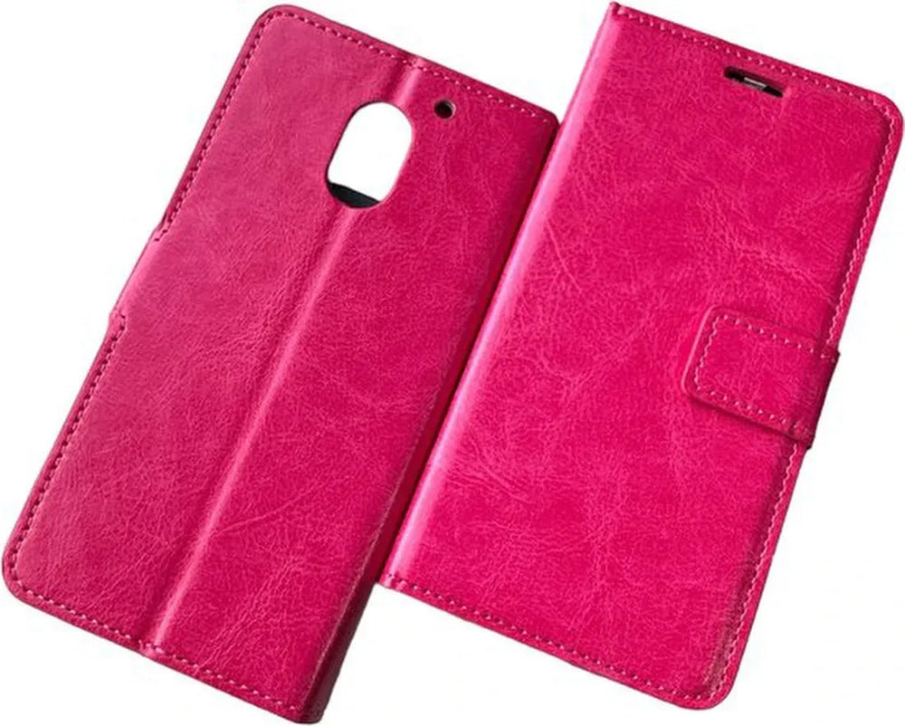 Motorola Moto E3 Hoesjes – Portemonnee Bookcase – Pasjeshouder – Magneetsluiting – Roze-Ilumina Benelux