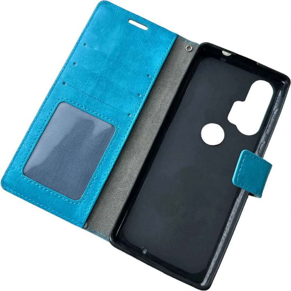 Motorola Edge Plus Hoesjes – Portemonnee Book Case – Pasjeshouder – Magneetsluiting – Turquoise-Ilumina Benelux