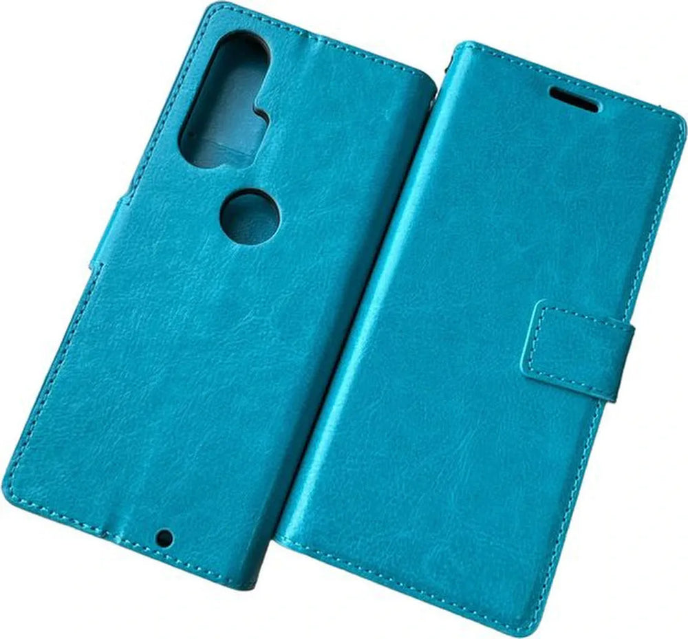Motorola Edge Plus Hoesjes – Portemonnee Book Case – Pasjeshouder – Magneetsluiting – Turquoise-Ilumina Benelux