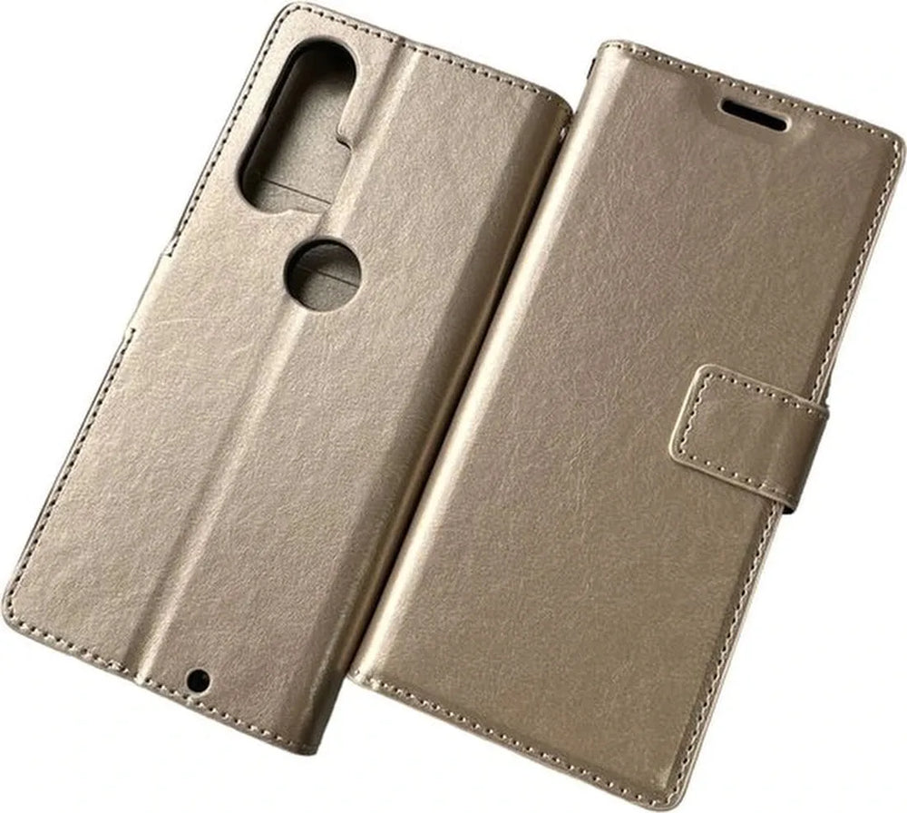 Motorola Edge Plus Hoesjes – Portemonnee Book Case – Pasjeshouder – Magneetsluiting – Goud-Ilumina Benelux