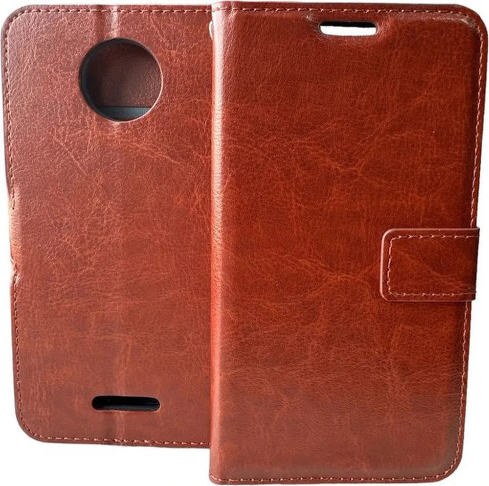 Motorola One C Plus Hoesjes – Portemonnee Book Case – Pasjeshouder – Magneetsluiting – Bruin-Ilumina Benelux