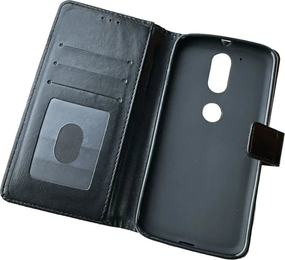Motorola Moto G4 / G4 Plus Hoesjes – Portemonnee Book Case – Pasjeshouder – Magneetsluiting – Zwart-Ilumina Benelux
