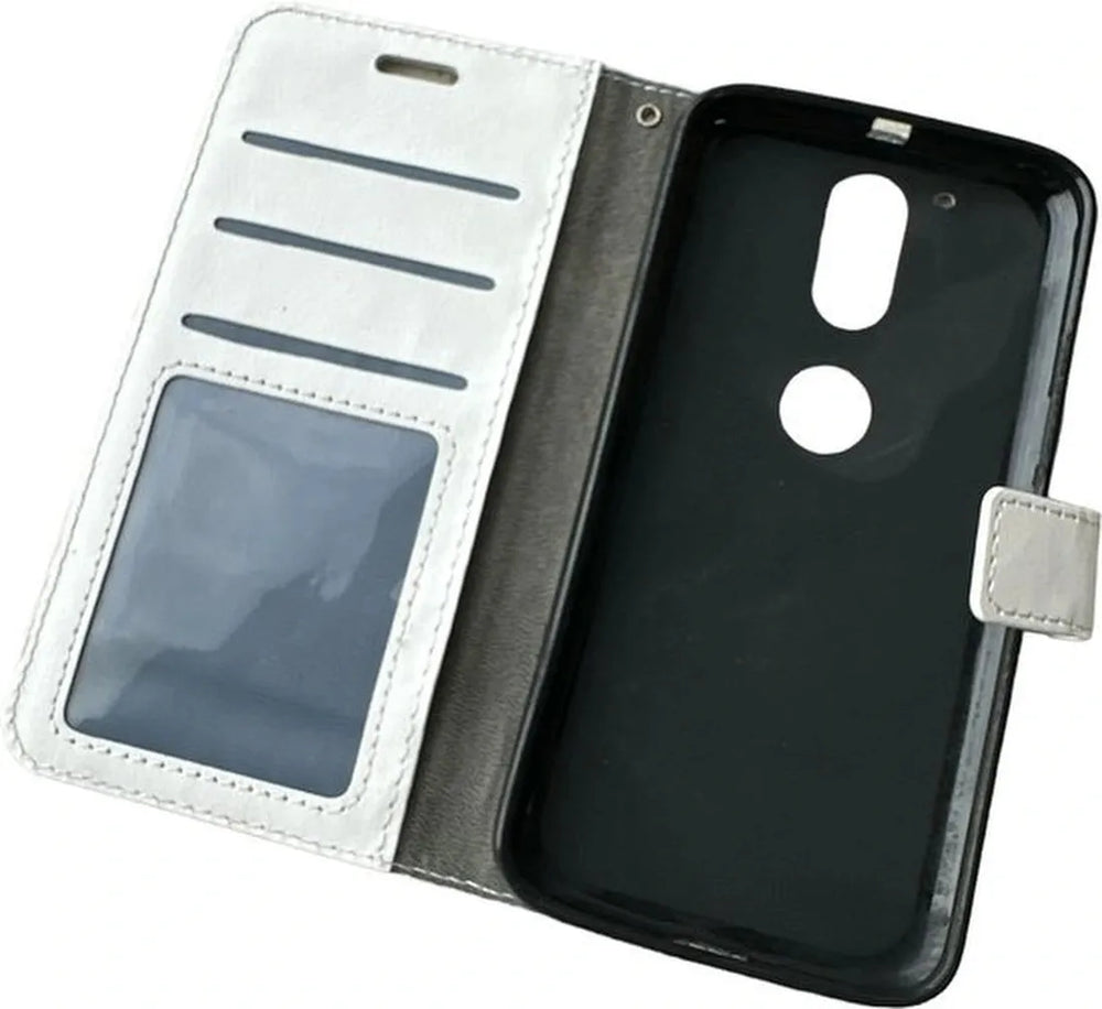 Motorola Moto G4 / G4 Plus Hoesjes – Portemonnee Book Case – Pasjeshouder – Magneetsluiting – Wit-Ilumina Benelux