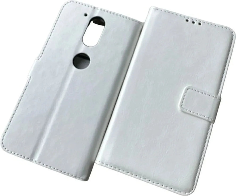 Motorola Moto G4 / G4 Plus Hoesjes – Portemonnee Book Case – Pasjeshouder – Magneetsluiting – Wit-Ilumina Benelux