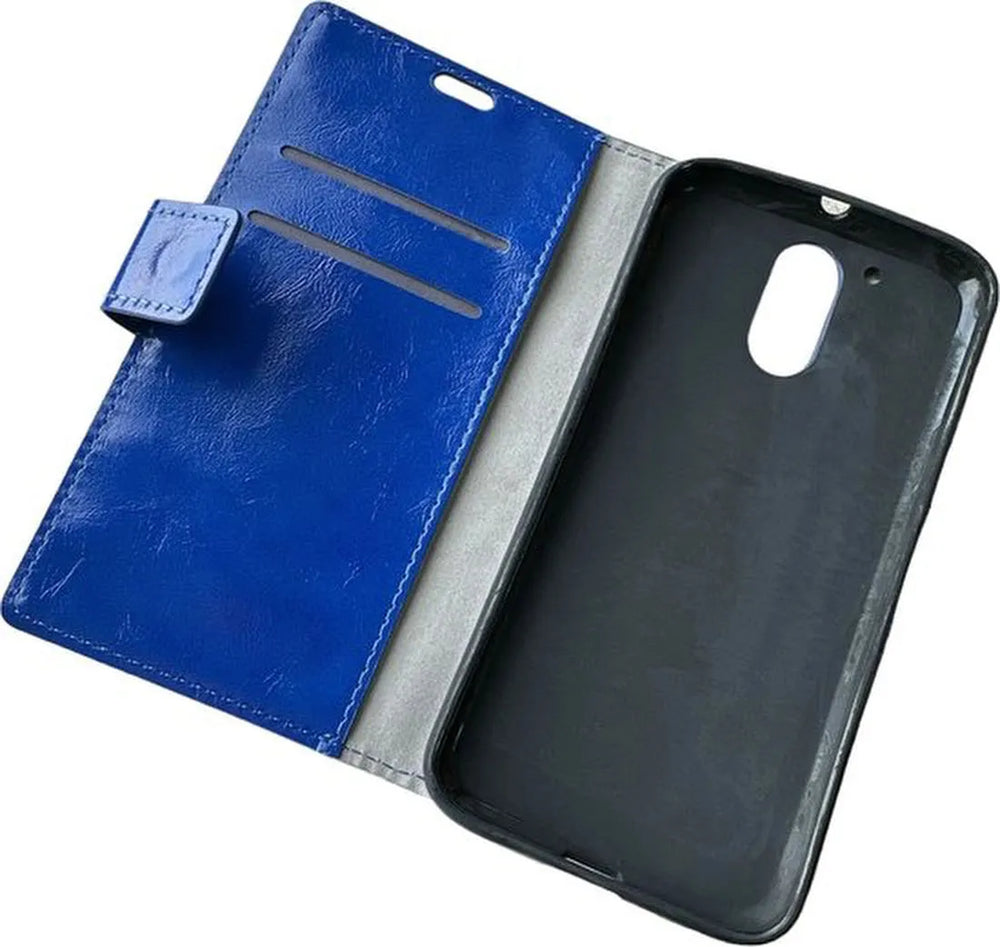 Motorola Moto G4 / G4 Plus Hoesjes – Portemonnee Book Case – Pasjeshouder – Magneetsluiting – Blauw-Ilumina Benelux