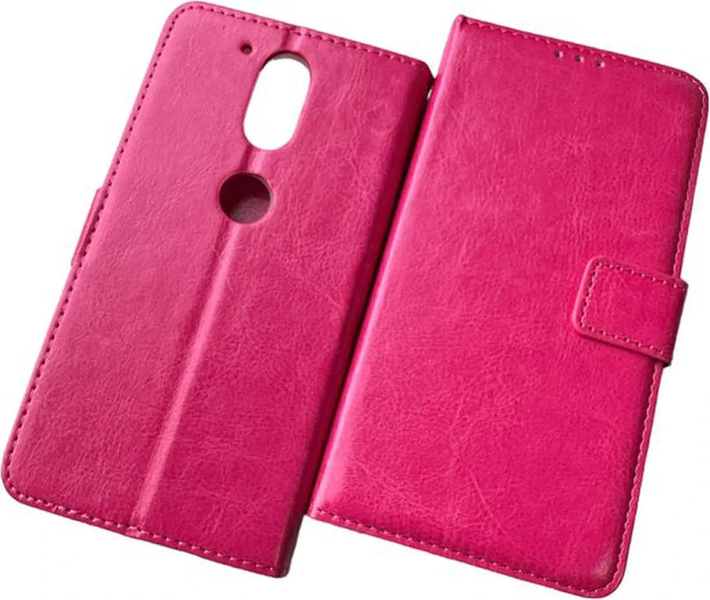 Motorola Moto G4 / G4 Plus Hoesjes – Portemonnee Book Case – Pasjeshouder – Magneetsluiting – Roze-Ilumina Benelux