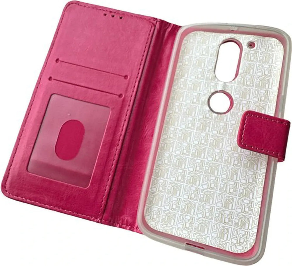Motorola Moto G4 / G4 Plus Hoesjes – Portemonnee Book Case – Pasjeshouder – Magneetsluiting – Roze-Ilumina Benelux