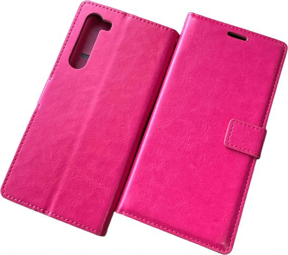 Motorola Edge Hoesjes – Portemonnee Book Case – Pasjeshouder – Magneetsluiting – Roze-Ilumina Benelux