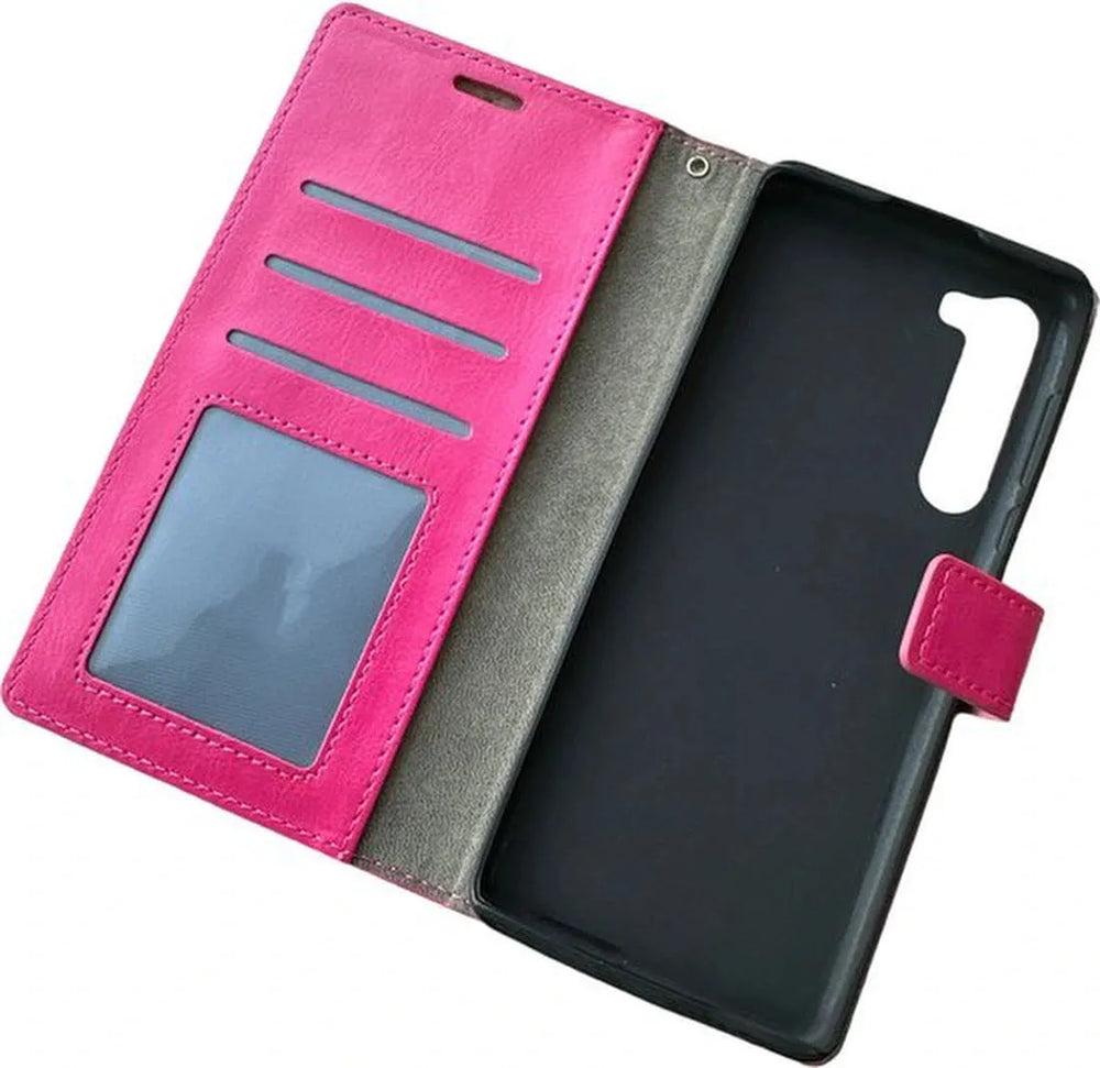 Motorola Edge Hoesjes – Portemonnee Book Case – Pasjeshouder – Magneetsluiting – Roze-Ilumina Benelux