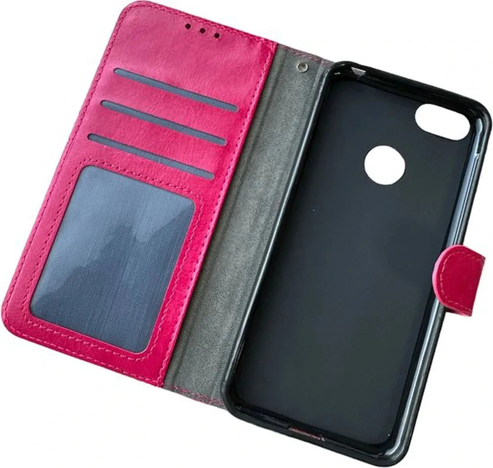 Motorola Moto E6 Play Hoesjes – Portemonnee Book Case – Pasjeshouder – 2x Screenprotector – Roze-Ilumina Benelux