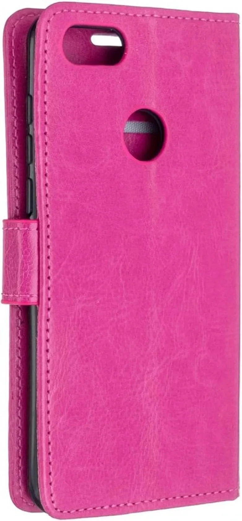 Motorola Moto E6 Play Hoesjes – Portemonnee Book Case – Pasjeshouder – 2x Screenprotector – Roze-Ilumina Benelux