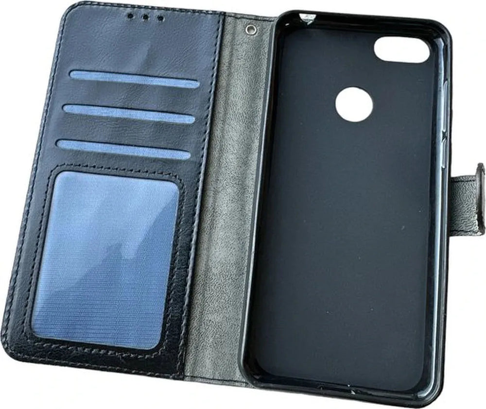 Motorola Moto E6 Play Hoesjes – Portemonnee Book Case – Pasjeshouder – Magneetsluiting – Zwart-Ilumina Benelux