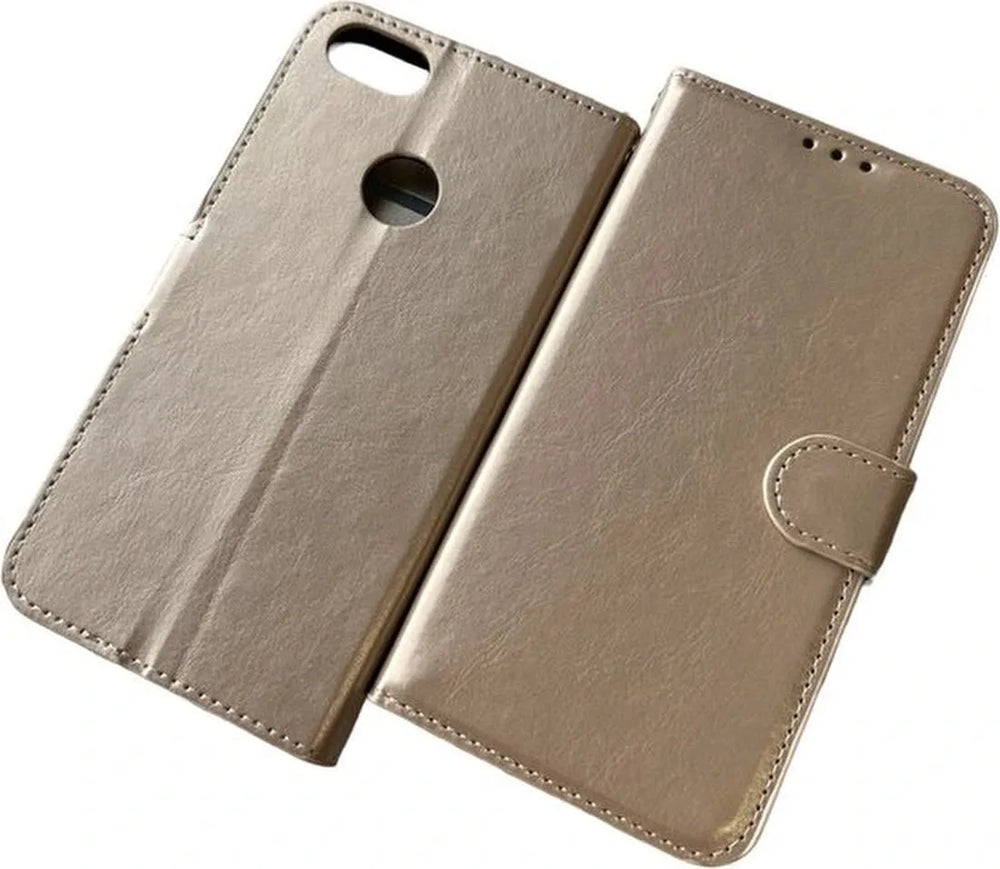 Motorola Moto E6 Play Hoesjes – Portemonnee Book Case – Pasjeshouder – Magneetsluiting – Goud-Ilumina Benelux