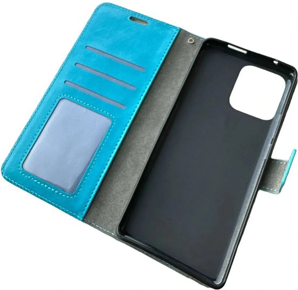 Motorola Moto Edge 40 Pro Hoesjes – Portemonnee Book Case – Pasjeshouder – Magneetsluiting – Turquoise-Ilumina Benelux