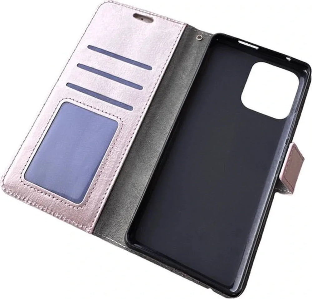 Motorola Moto Edge 40 Pro Hoesjes – Portemonnee Book Case – Pasjeshouder – Magneetsluiting – Roségoud-Ilumina Benelux