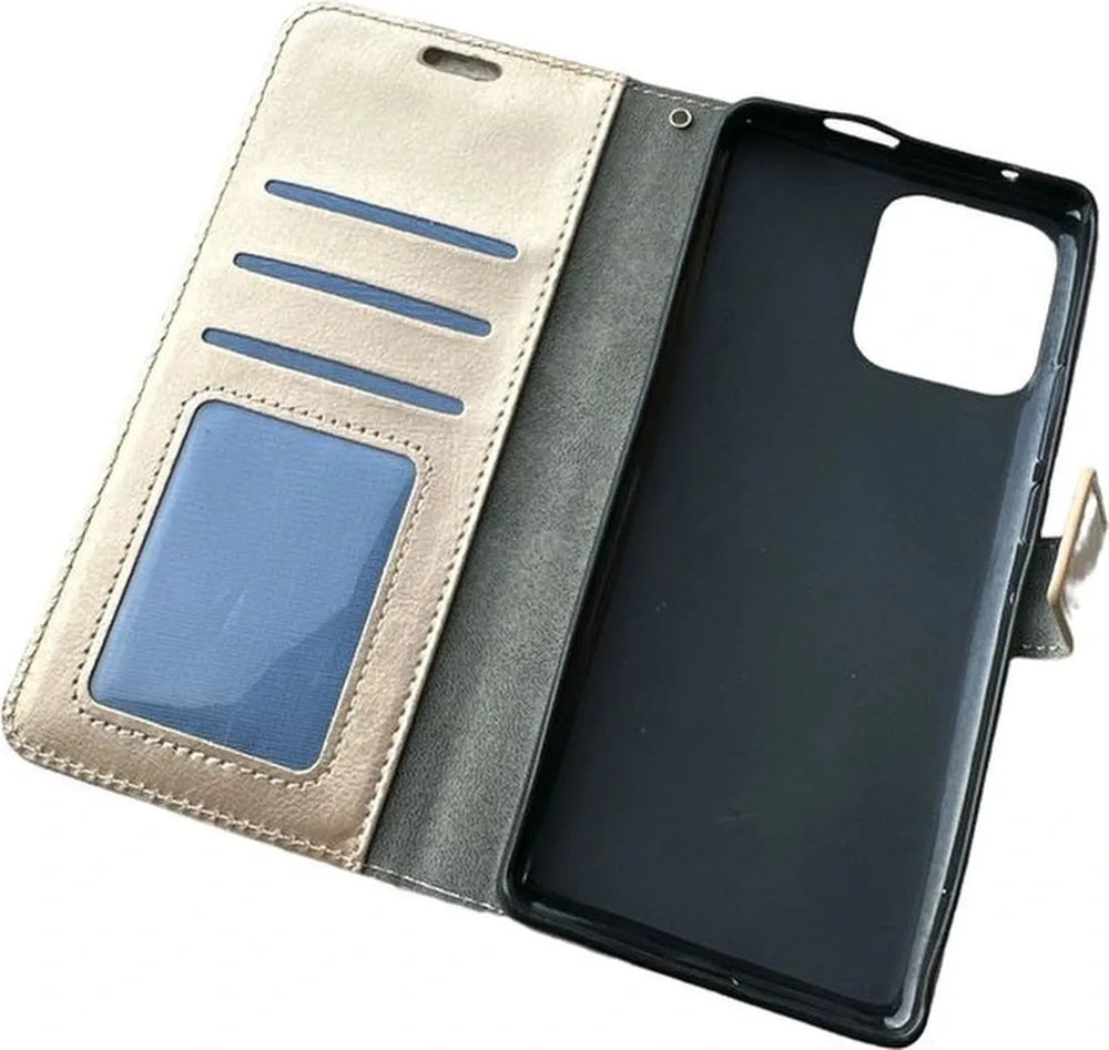 Motorola Moto Edge 40 Pro Hoesjes – Portemonnee Book Case – Pasjeshouder – Magneetsluiting – Goud-Ilumina Benelux