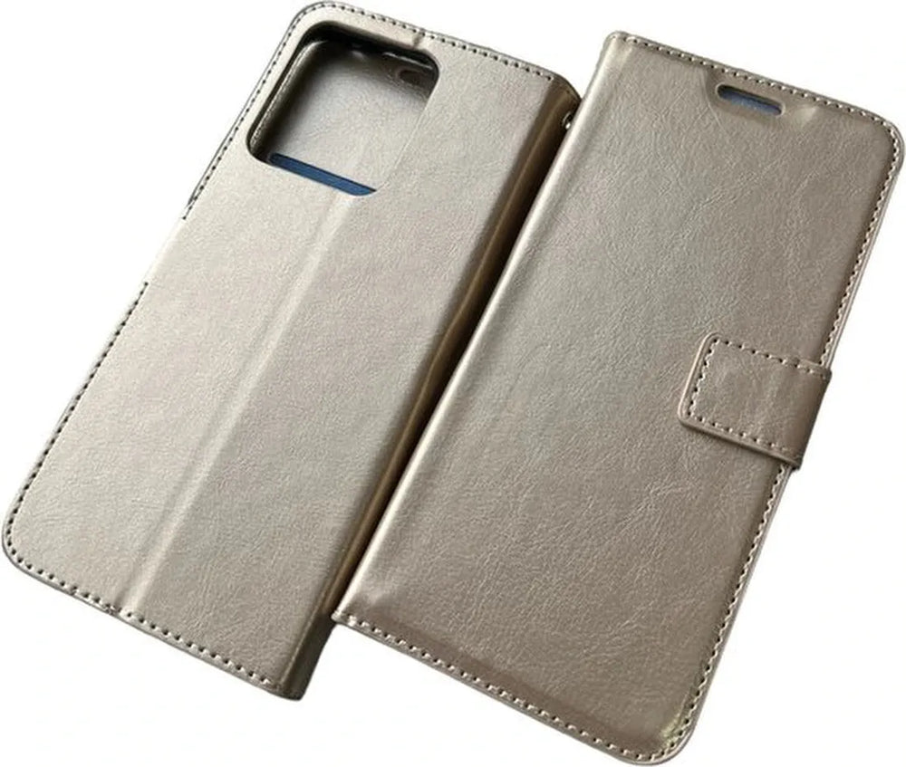 Motorola Moto Edge 40 Hoesjes – Portemonnee Book Case – Magneetsluiting – 2x Screenprotector – Goud-Ilumina Benelux