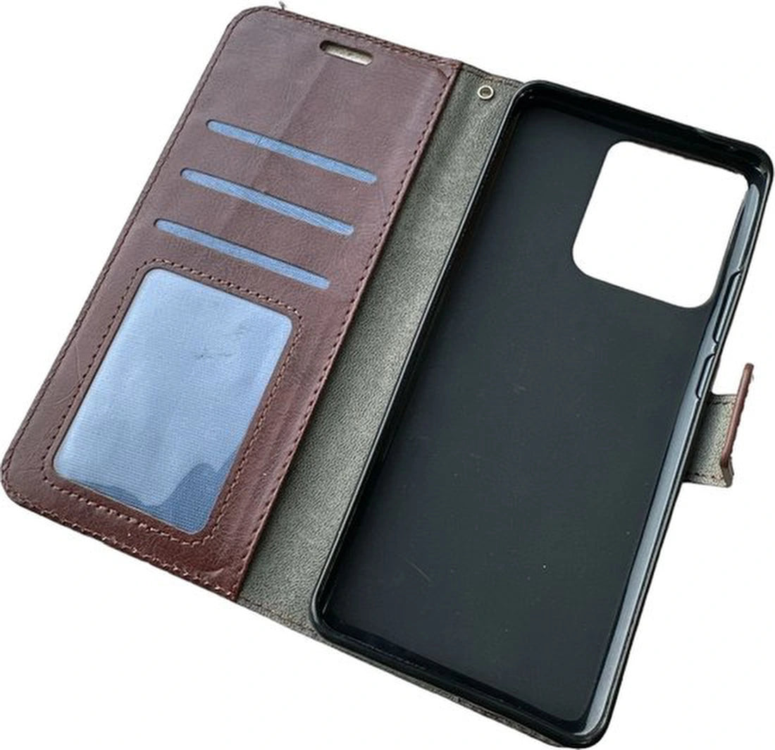 Motorola Moto Edge 40 Hoesjes – Portemonnee Book Case – Magneetsluiting – 2x Screenprotector – Bruin