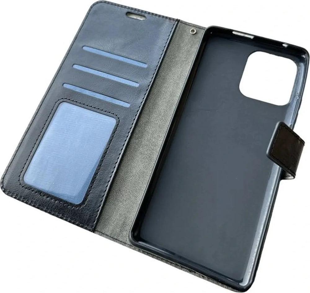Motorola Moto Edge 40 Pro Hoesjes – Portemonnee Book Case – Pasjeshouder – 2x Screenprotector – Zwart-Ilumina Benelux