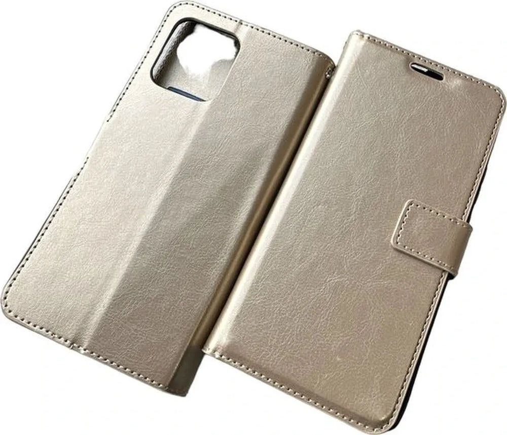 Motorola Moto Edge 40 Pro Hoesjes – Portemonnee Book Case – Pasjeshouder – 2x Screenprotector – Goud-Ilumina Benelux