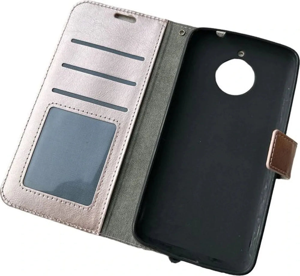 Motorola Moto E4 Plus Hoesjes – Portemonnee Book Case – Pasjeshouder – Magneetsluiting – Roségoud-Ilumina Benelux