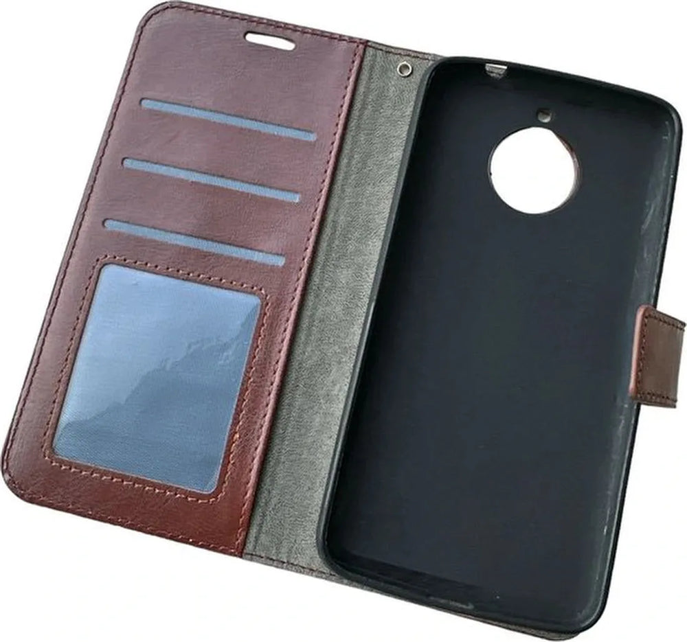 Motorola Moto E4 Plus Hoesjes – Portemonnee Book Case – Pasjeshouder – Magneetsluiting – Bruin-Ilumina Benelux