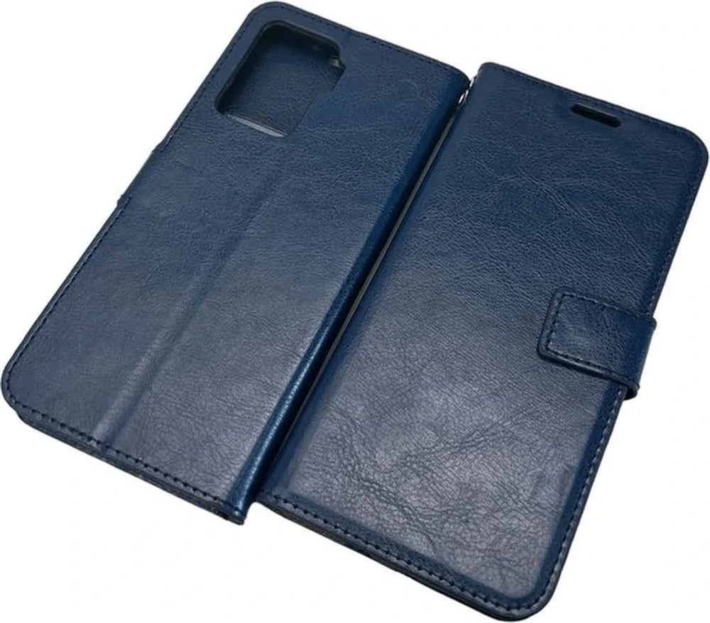 Oppo Reno 5 Lite Hoesjes – Portemonnee Bookcase – Pasjeshouder – 2 Pack Screenprotector Gehard Glas – Blauw-Ilumina Benelux