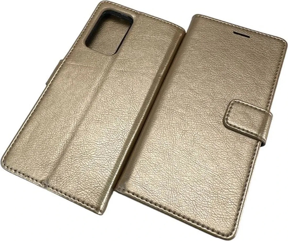Oppo Reno 7 5G Hoesjes – Portemonnee Bookcase – Pasjeshouder – Magneetsluiting – Goud-Ilumina Benelux