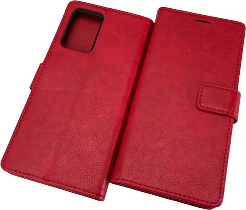 Oppo Reno 7 5G Hoesjes – Portemonnee Bookcase – Magneetsluiting – 2 Pack Screenprotector Gehard Glas – Rood-Ilumina Benelux