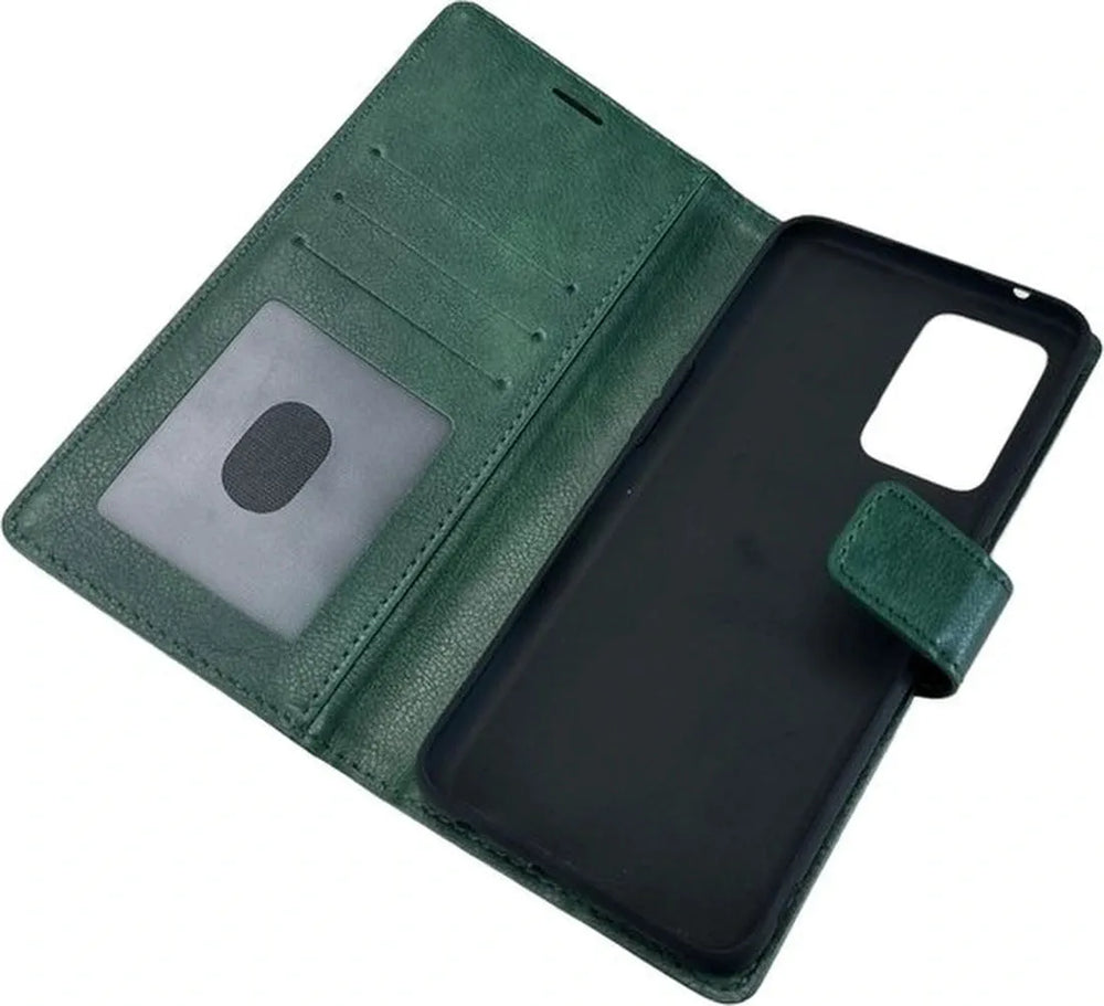 Oppo Reno 7 5G Hoesjes – Portemonnee Bookcase – Pasjeshouder – 2 Pack Screenprotector Gehard Glas – Groen-Ilumina Benelux