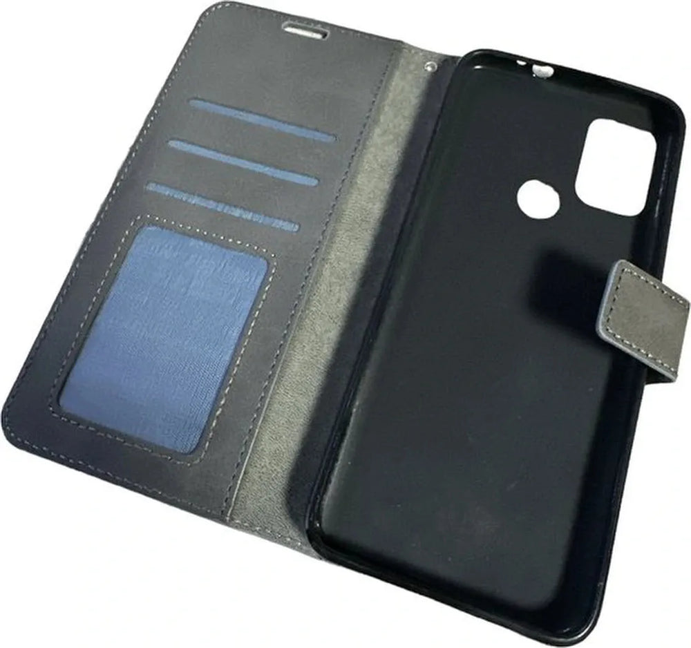 Oppo A53/A53S Hoesjes – Portemonnee Book Case – Pasjeshouder – 2x Gehard Glas Screenprotector – Grijs-Ilumina Benelux