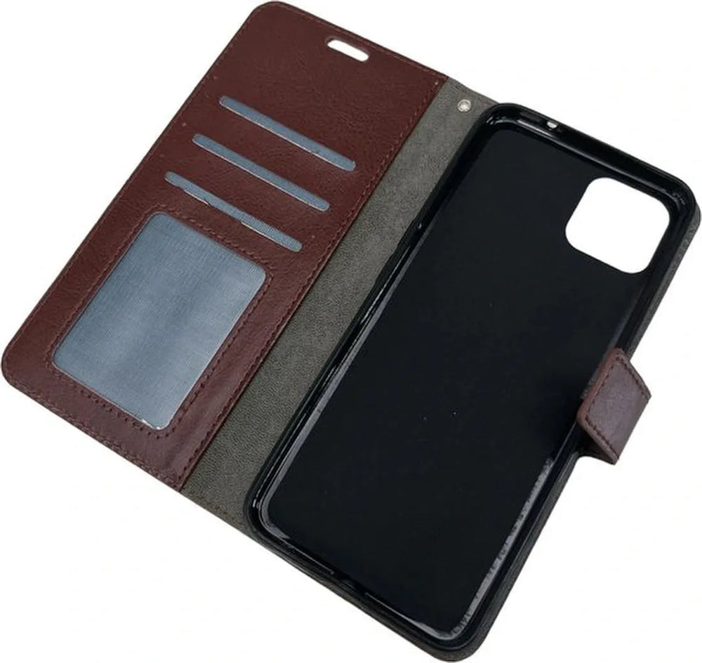 Oppo A73 5G Hoesjes – Portemonnee Bookcase – Pasjeshouder – Magneetsluiting – Bruin-Ilumina Benelux