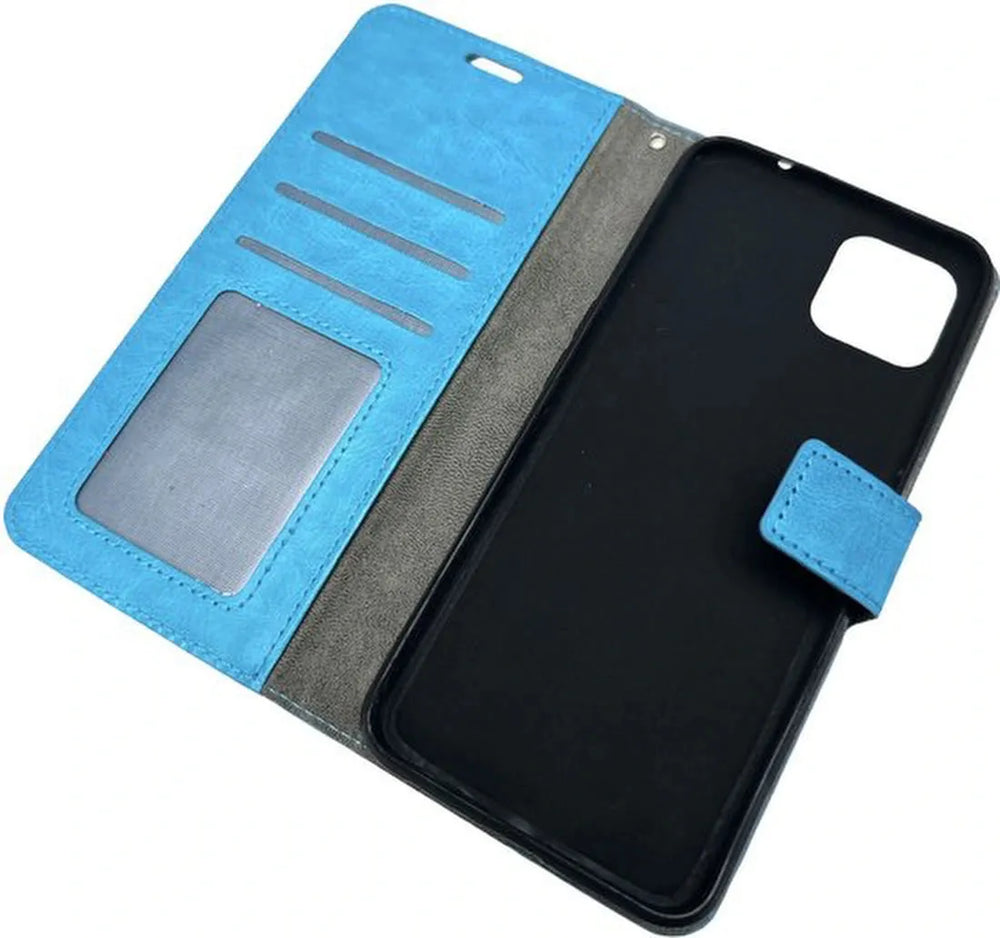 Oppo A73 5G Hoesjes – Portemonnee Bookcase – Pasjeshouder – Magneetsluiting – Turquoise-Ilumina Benelux