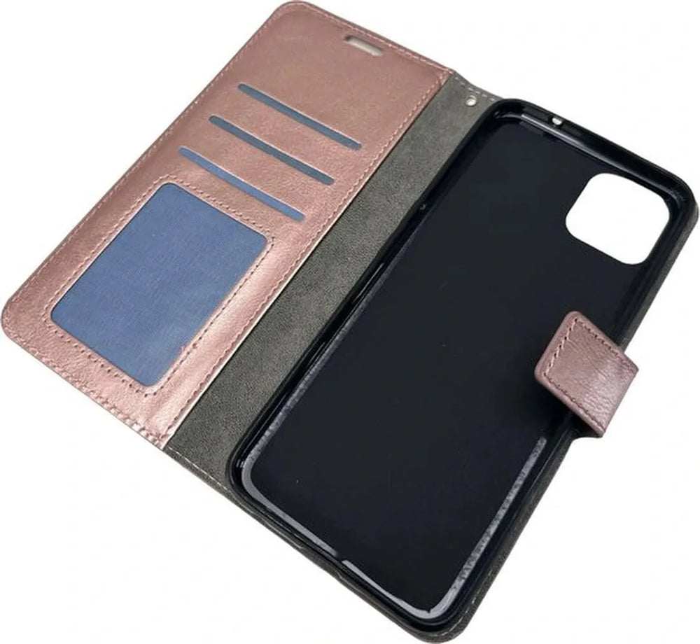 Oppo A73 5G Hoesjes – Portemonnee Bookcase – Pasjeshouder – Magneetsluiting – Roségoud-Ilumina Benelux
