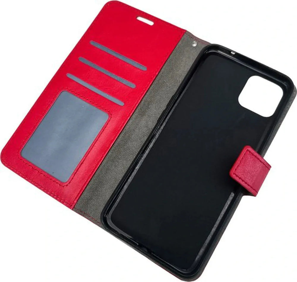 Oppo A73 5G Hoesjes – Portemonnee Bookcase – Pasjeshouder – Magneetsluiting – Rood-Ilumina Benelux