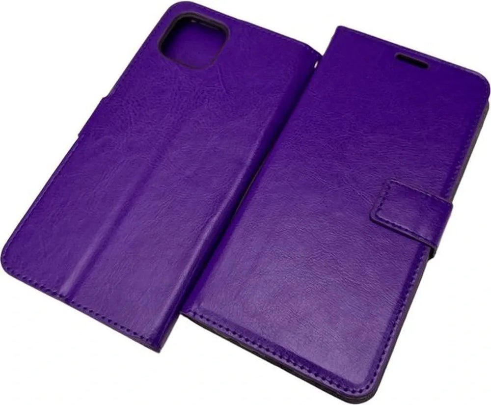 Oppo A73 5G Hoesjes – Portemonnee Bookcase – Pasjeshouder – Magneetsluiting – Paars-Ilumina Benelux
