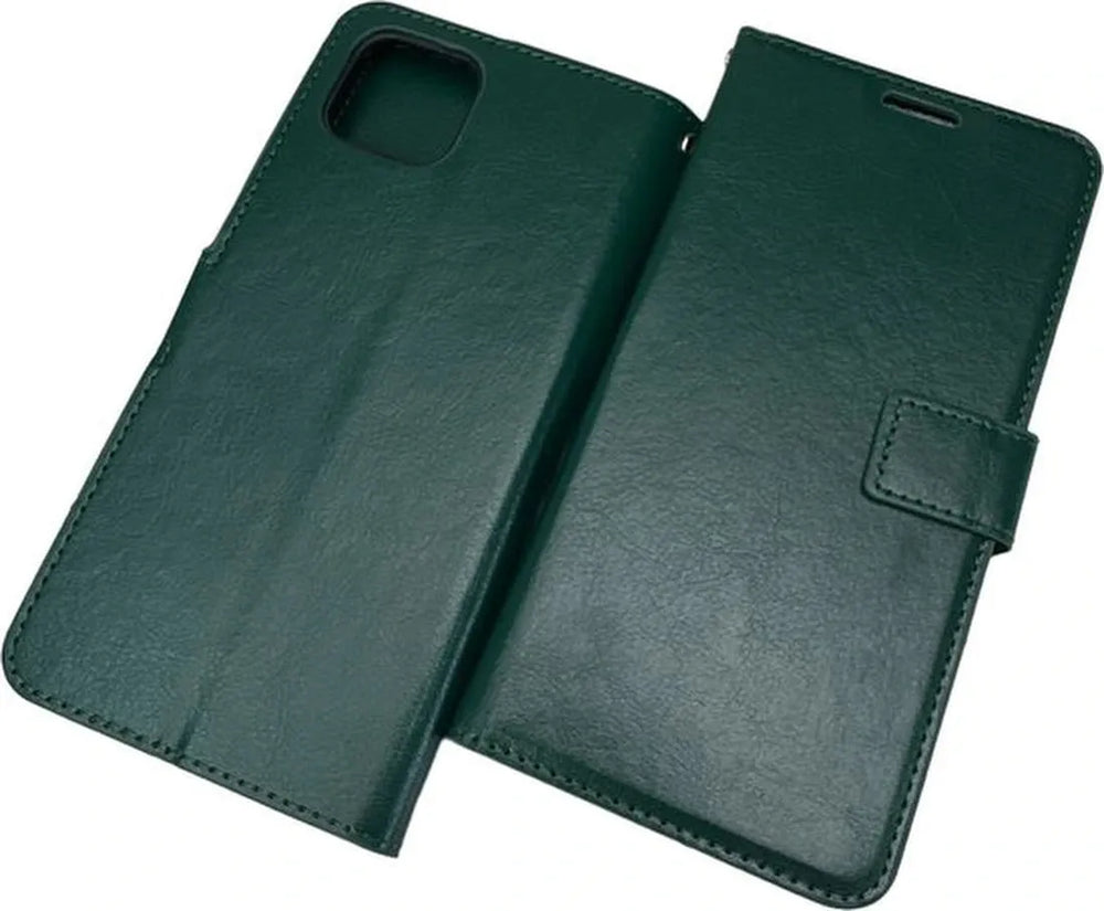 Oppo A73 5G Hoesjes – Portemonnee Bookcase – Pasjeshouder – Magneetsluiting – Groen-Ilumina Benelux