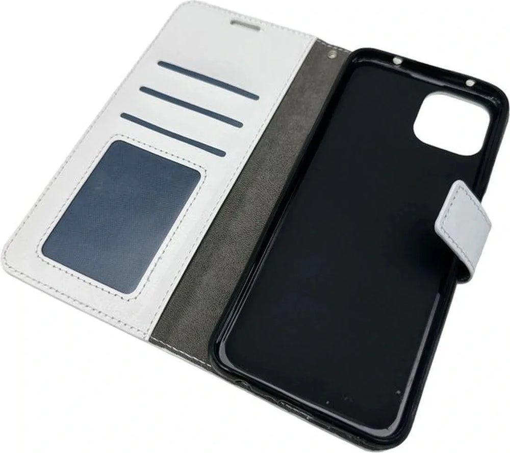Oppo A73 5G Hoesjes – Portemonnee Bookcase – Pasjeshouder – Magneetsluiting – Wit-Ilumina Benelux