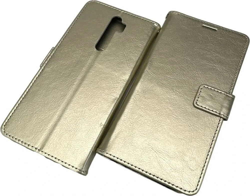 Oppo A9 2020/A5 2020 Hoesjes – Portemonnee Book Case – Pasjeshouder – 2x Gehard Glas Screenprotector – Goud-Ilumina Benelux