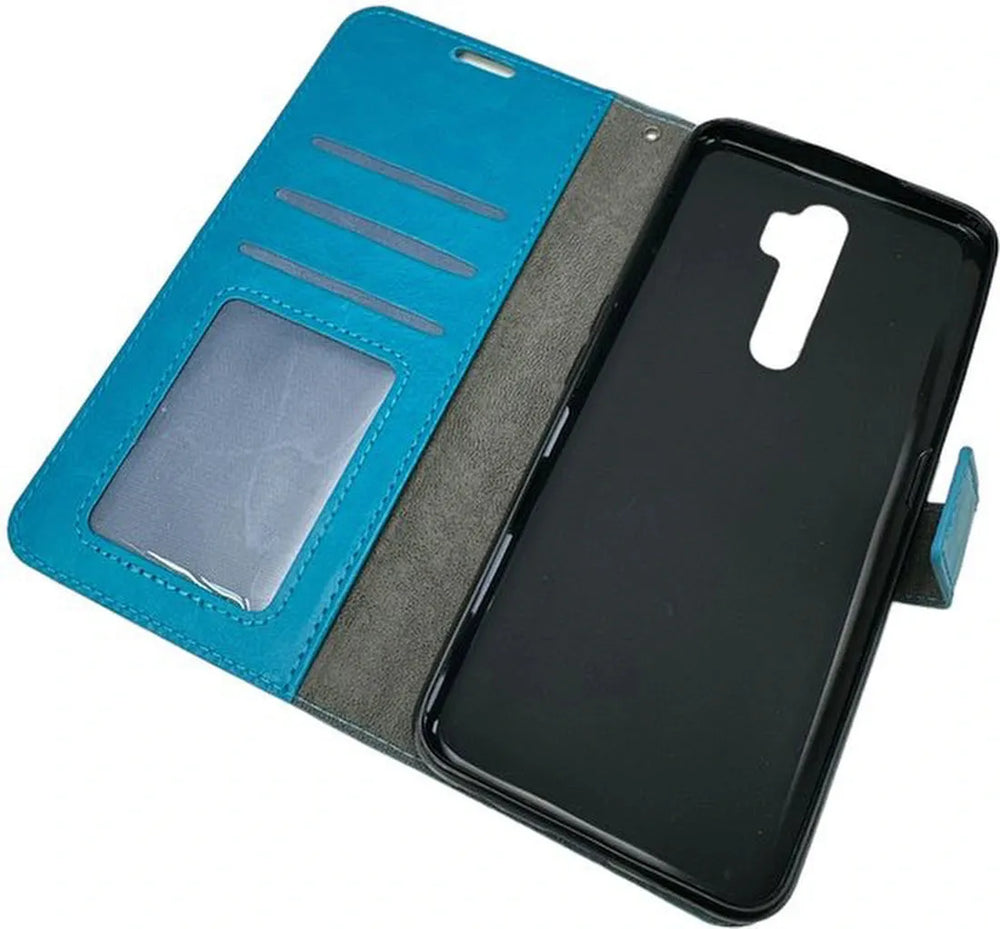 Oppo A9 2020/A5 2020 Hoesjes – Portemonnee Book Case – Pasjeshouder – 2x Gehard Glas Screenprotector – Turquoise-Ilumina Benelux