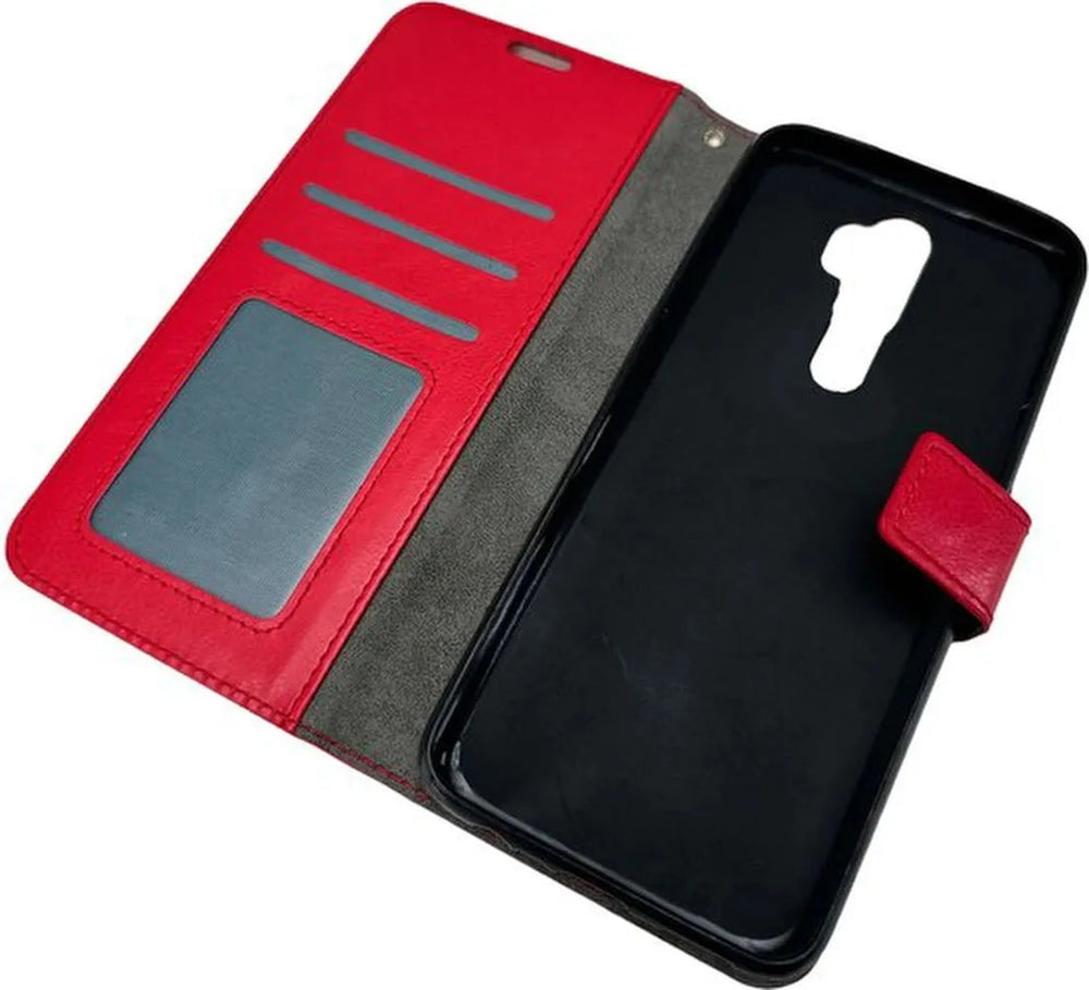 Oppo Reno 2 Hoesjes – Portemonnee Book Case – Pasjeshouder – Magneetsluiting – Rood-Ilumina Benelux