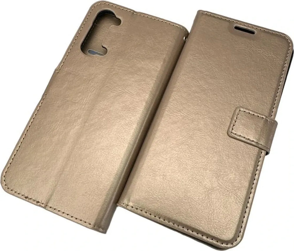 Oppo Find X2 Lite Hoesjes – Portemonnee Book Case – Pasjeshouder – Magneetsluiting – Goud-Ilumina Benelux