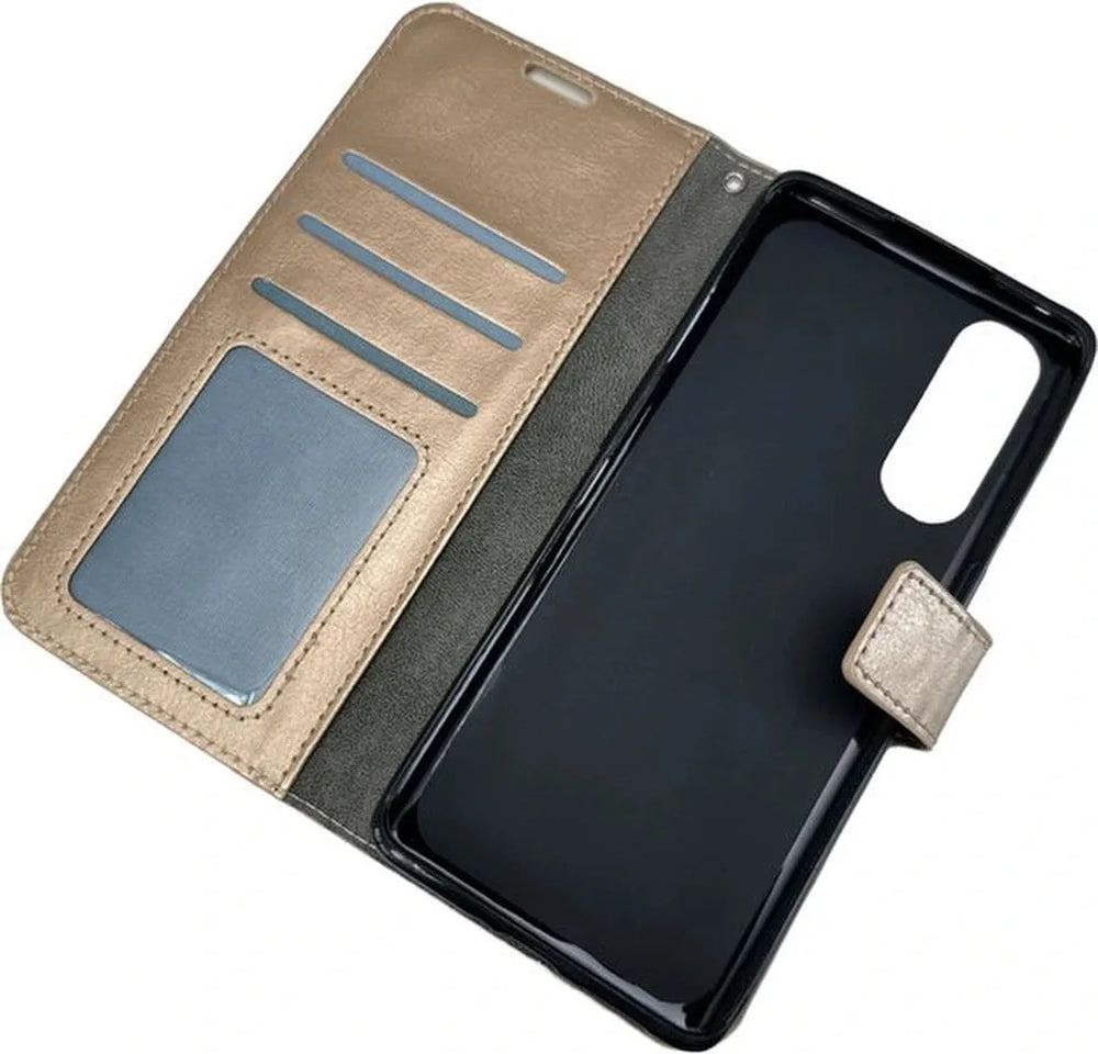 Oppo Find X2 Neo Hoesjes – Portemonnee Book Case – Pasjeshouder – Magneetsluiting – Goud-Ilumina Benelux