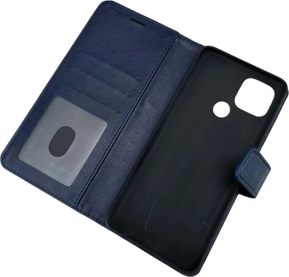 Oppo A15 Hoesjes – Portemonnee Book Case – Pasjeshouder – 2x Gehard Glas Screenprotector – Blauw-Ilumina Benelux