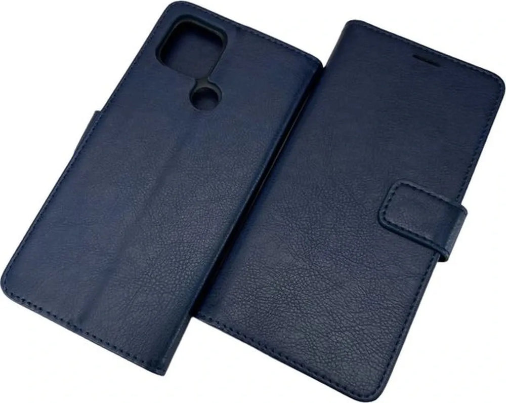Oppo A15 Hoesjes – Portemonnee Book Case – Pasjeshouder – 2x Gehard Glas Screenprotector – Blauw-Ilumina Benelux