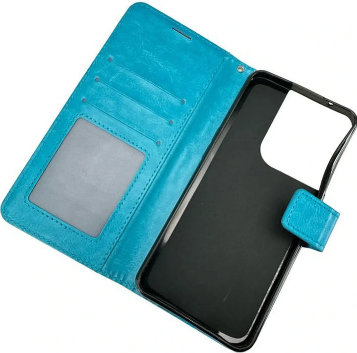Oppo Reno 8 5G Hoesjes – Portemonnee Book Case – Magneetsluiting – 2x Gehard Glas Screenprotector – Turquoise-Ilumina Benelux