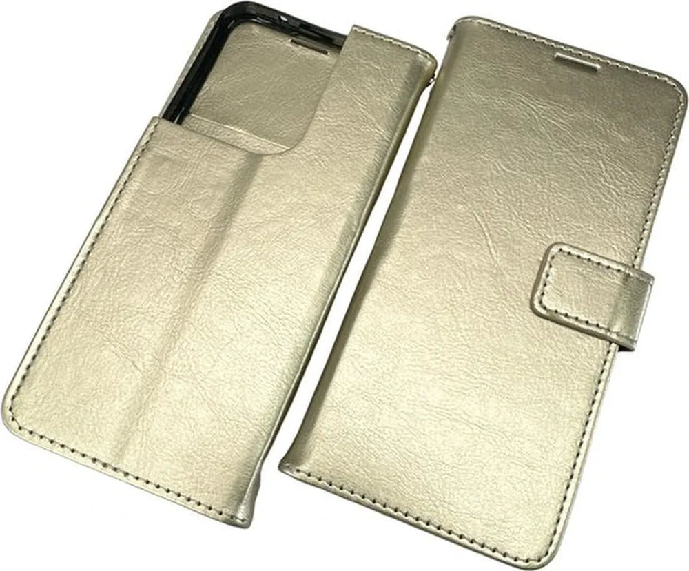 Oppo Reno 8 5G Hoesjes – Portemonnee Book Case – Magneetsluiting – 2x Gehard Glas Screenprotector – Goud-Ilumina Benelux