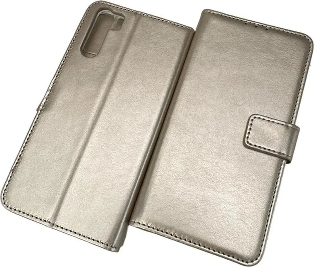 Oppo A91 Hoesjes – Portemonnee Book Case – Magneetsluiting – 2x Gehard Glas Screenprotector – Goud-Ilumina Benelux