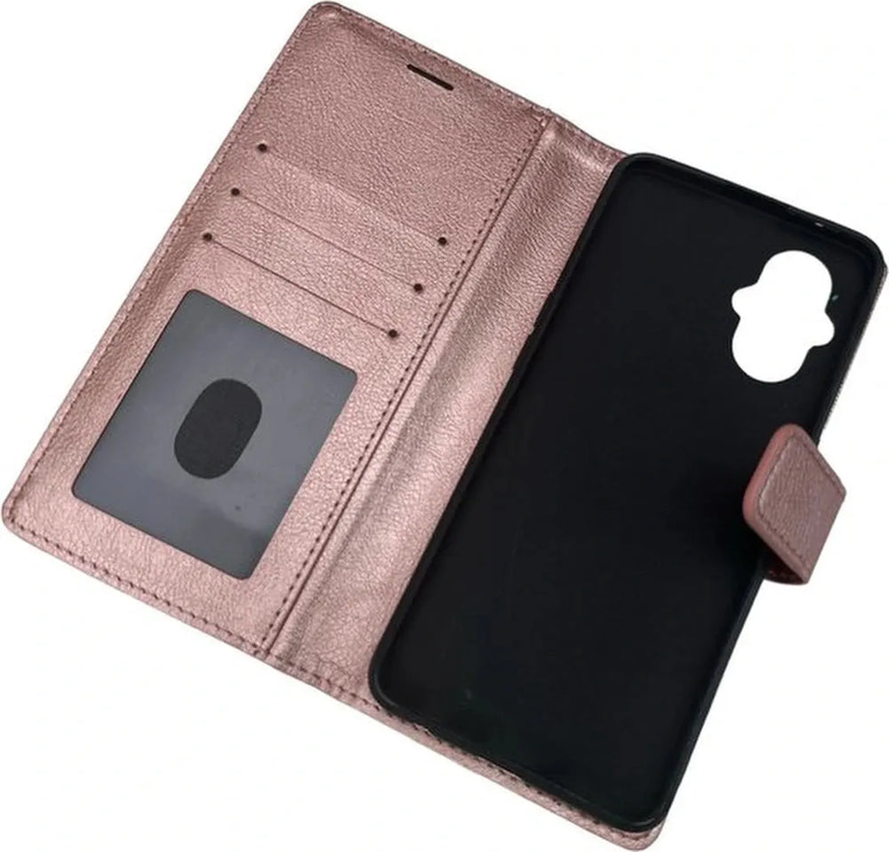 Oppo Reno 8 Lite Hoesjes – Portemonnee Bookcase – Pasjeshouder – Magneetsluiting – Roségoud-Ilumina Benelux